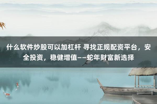 什么软件炒股可以加杠杆 寻找正规配资平台，安全投资，稳健增值——蛇年财富新选择